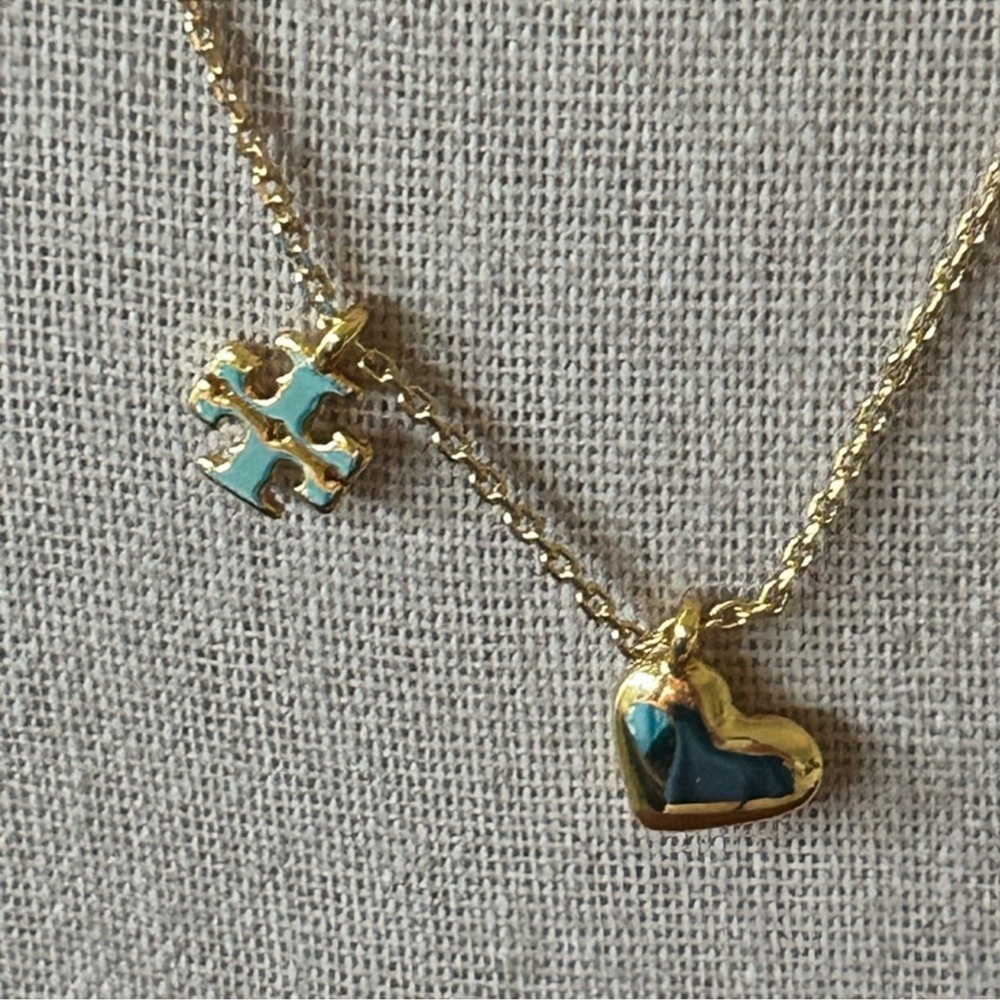 Tory Burch Heart Kira T Good luck gold chain necklace NWT $188